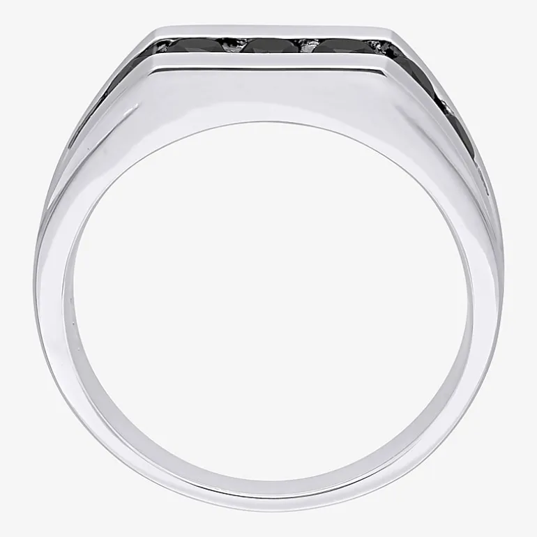Mens 1 CT. T.W. Natural Black Diamond Sterling Silver Fashion Ring