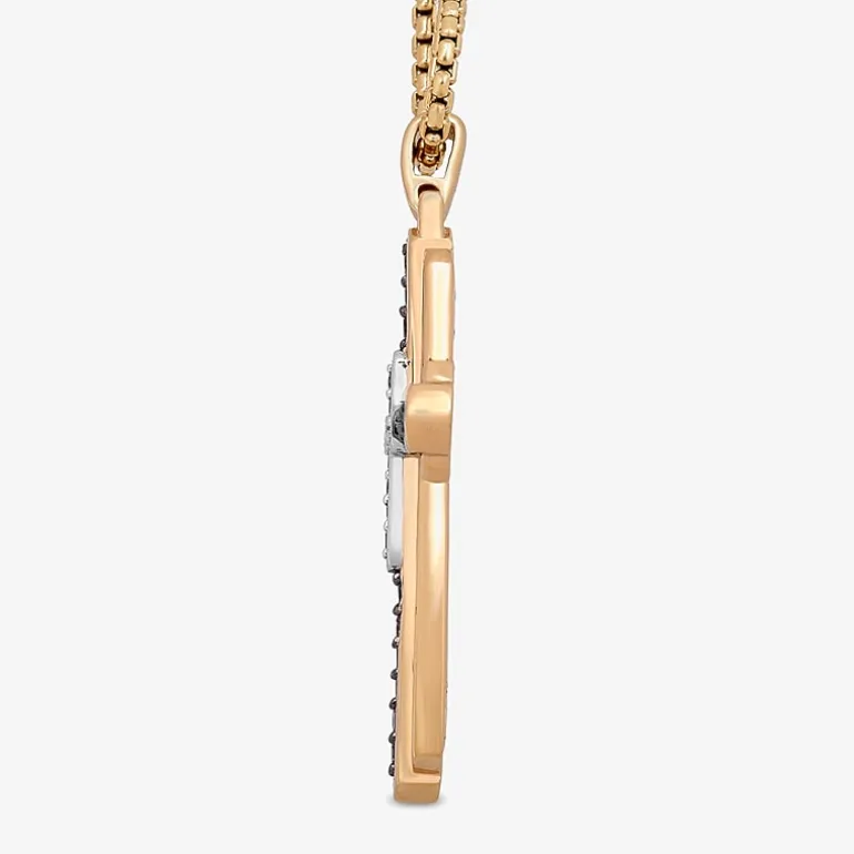 Mens 1/2 CT. T.W. Natural Champagne Diamond 14K Gold Over Silver Sterling Silver Cross 22 Inch Pendant Necklace