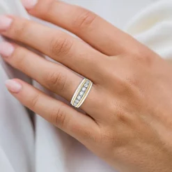 Mens 1 CT.T.W. Natural Diamond 10K Two-Tone Gold Band Ring