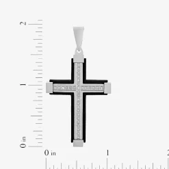 Mens 1/7 CT. T.W. Natural Diamond Stainless Steel Cross Pendant Necklace