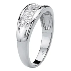 Mens 1/8 CT. T.W. Natural White Diamond Platinum Over Silver Fashion Ring