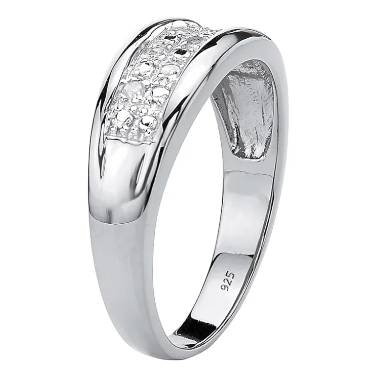 Mens 1/8 CT. T.W. Natural White Diamond Platinum Over Silver Fashion Ring