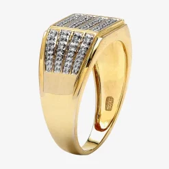 Mens 1/6 CT. T.W. Natural White Diamond 18K Gold Over Silver Fashion Ring