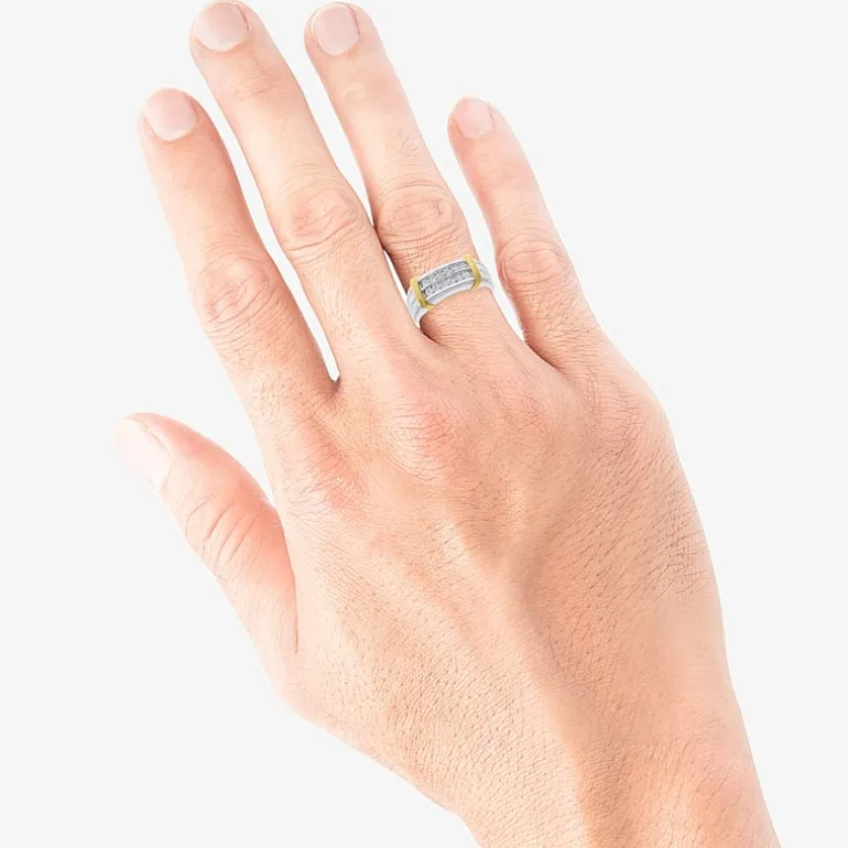 Mens 1 CT. T.W. Natural White Diamond 14K Gold Over Silver Sterling Silver Fashion Ring