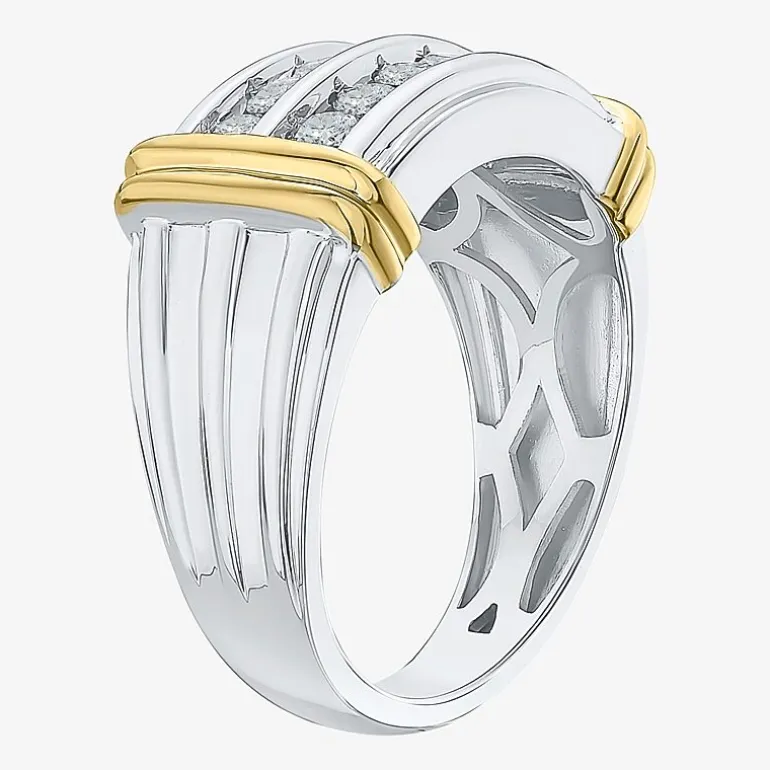 Mens 1 CT. T.W. Natural White Diamond 14K Gold Over Silver Sterling Silver Fashion Ring