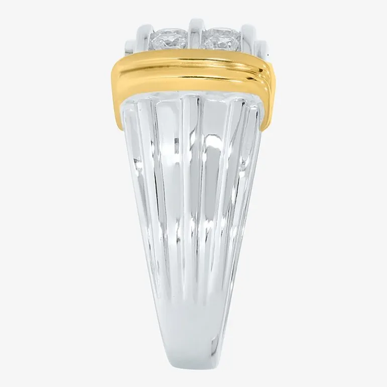 Mens 1 CT. T.W. Natural White Diamond 14K Gold Over Silver Sterling Silver Fashion Ring