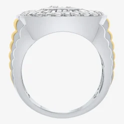 Mens 2 CT. T.W. Natural White Diamond 10K Two Tone Gold Cushion Cluster Halo Fashion Ring