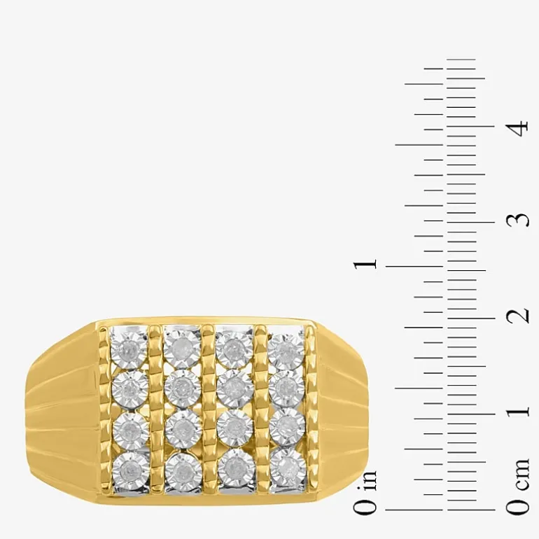 Mens 1/4 CT. T.W. Natural White Diamond 14K Gold Over Silver Fashion Ring