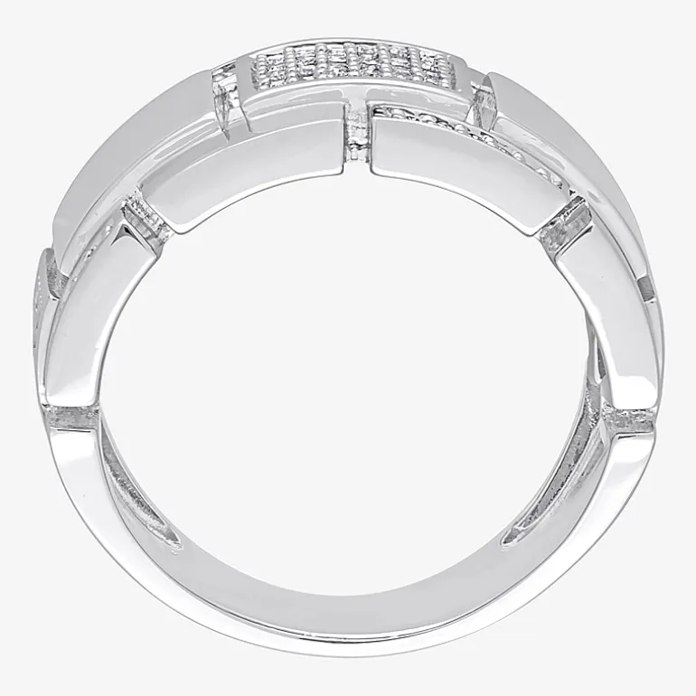 Mens 1/4 CT. T.W. Natural White Diamond Sterling Silver Fashion Ring