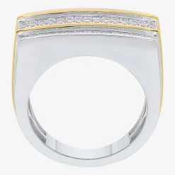 Mens 1 CT. T.W. Natural White Diamond Sterling Silver Fashion Ring