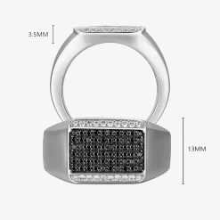 Mens 1 1/5 CT. T.W. Simulated Cubic Zirconia Sterling Silver Round Fashion Ring