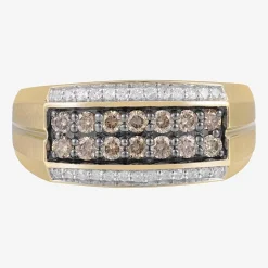 Mens 3/4 CT. T.W. White and Color-Enhanced Champagne Diamond Ring