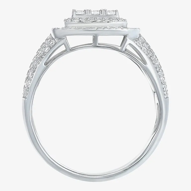 Mens Cubic Zirconia Sterling Silver Square Fashion Ring