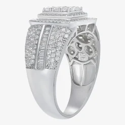 Mens Cubic Zirconia Sterling Silver Square Fashion Ring