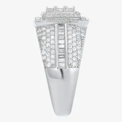 Mens Cubic Zirconia Sterling Silver Square Fashion Ring