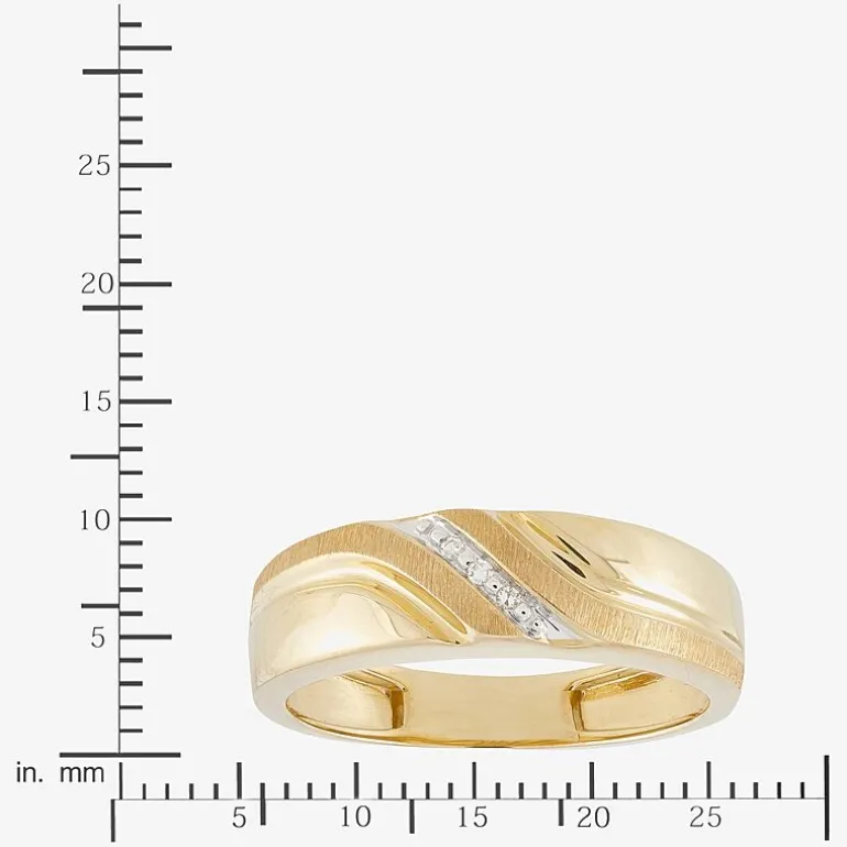 Mens Diamond-Accent Band in 10K Gold
