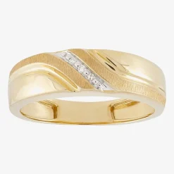 Mens Diamond-Accent Band in 10K Gold