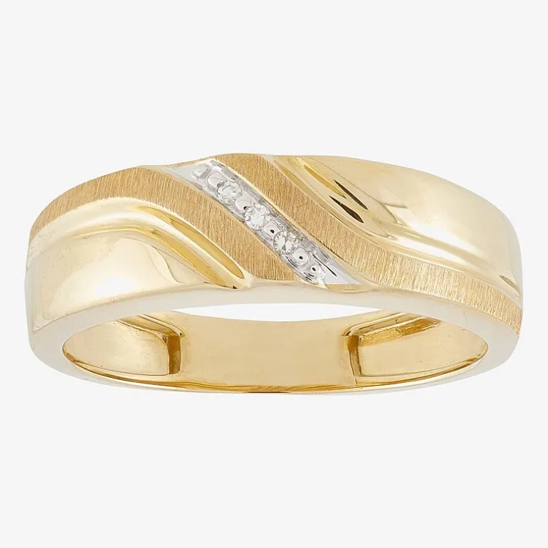 Mens Diamond-Accent Band in 10K Gold