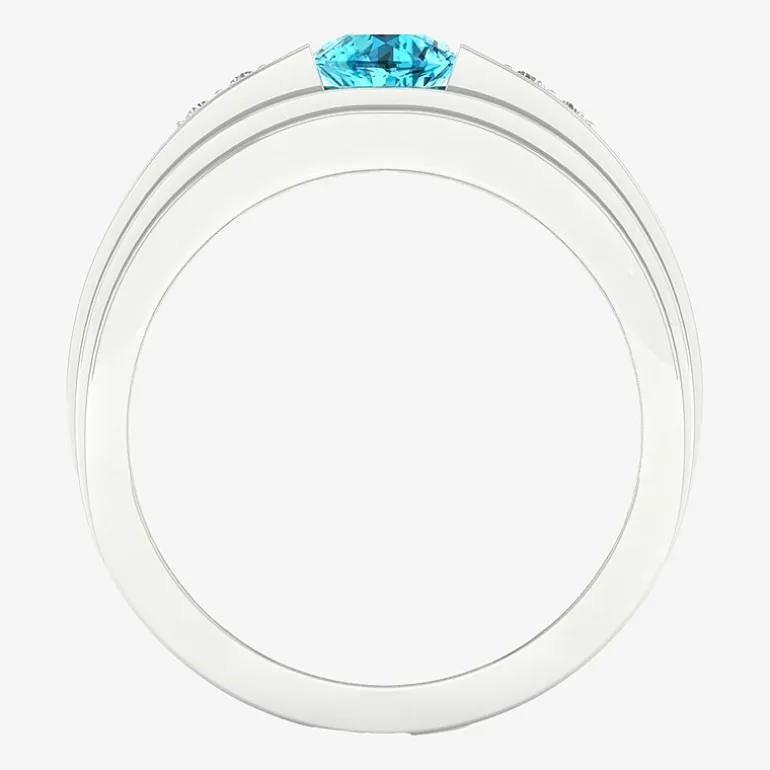 Mens Diamond Accent Genuine Blue Topaz Sterling Silver Fashion Ring