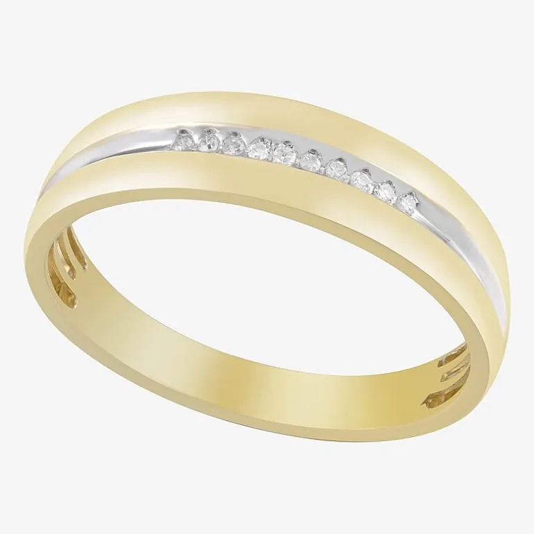 Mens Diamond-Accent 10K Yellow Gold Wedding Band
