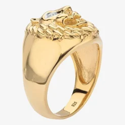 Mens Diamond Accent Natural White Diamond 18K Gold Over Silver Fashion Ring