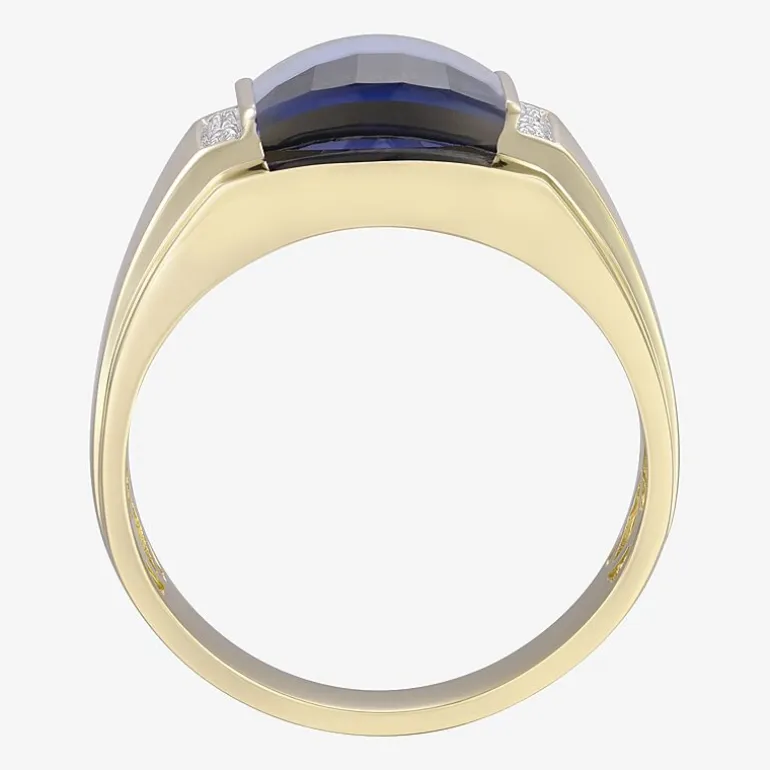 Mens Gemstone & Diamond-Accent 10K Yellow Gold Ring