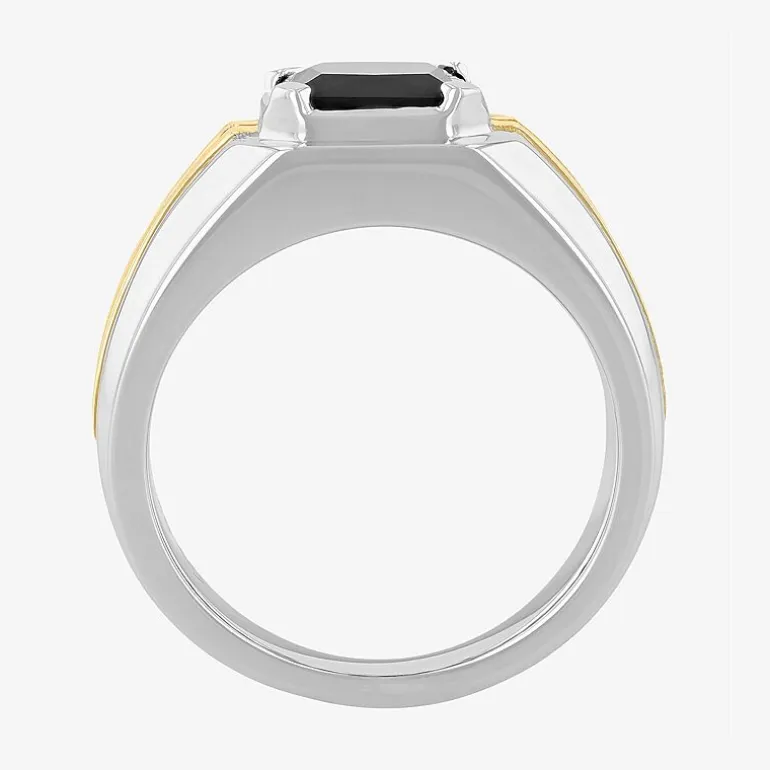 Mens Genuine Black Onyx Sterling Silver Fashion Ring