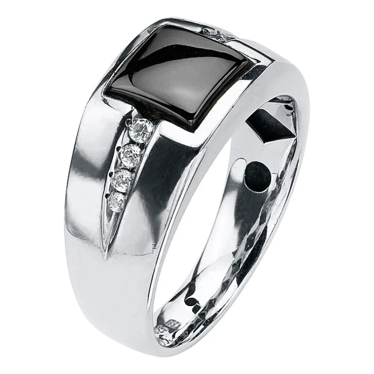 Mens Genuine Gray Hematite Fashion Ring