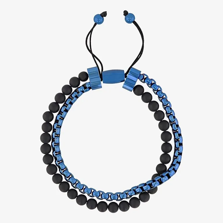 Mens Genuine Stone Beaded Bracelet
