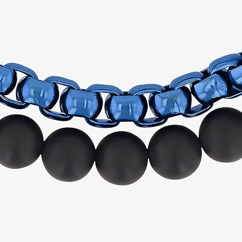 Mens Genuine Stone Beaded Bracelet
