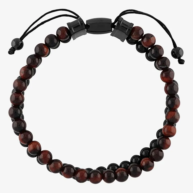 Mens Genuine Stone Beaded Bracelet