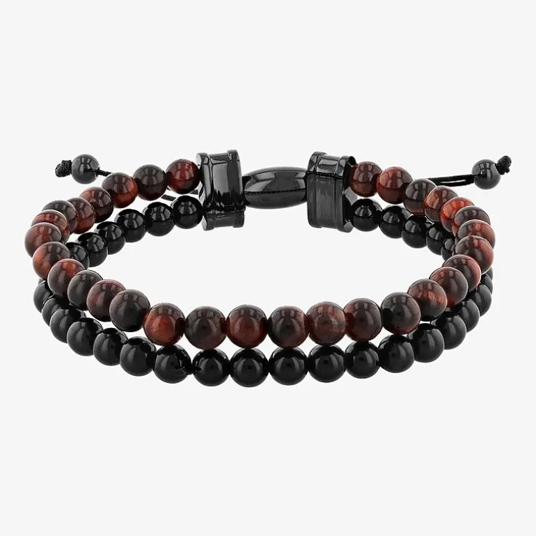 Mens Genuine Stone Beaded Bracelet