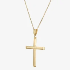 Mens 14K Gold Cross 22 Inch Pendant Necklace