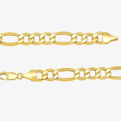 Mens 10K Gold 9 Inch Hollow Figaro Chain Bracelet