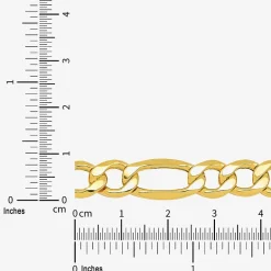 Mens 10K Gold 9 Inch Hollow Figaro Chain Bracelet