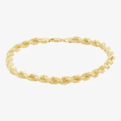 Mens 10K Gold 8 1/2 Inch Hollow Rope Chain Bracelet