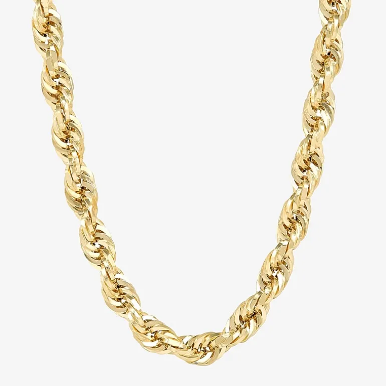 Mens 14K Gold 24 Inch Rope Chain Necklace