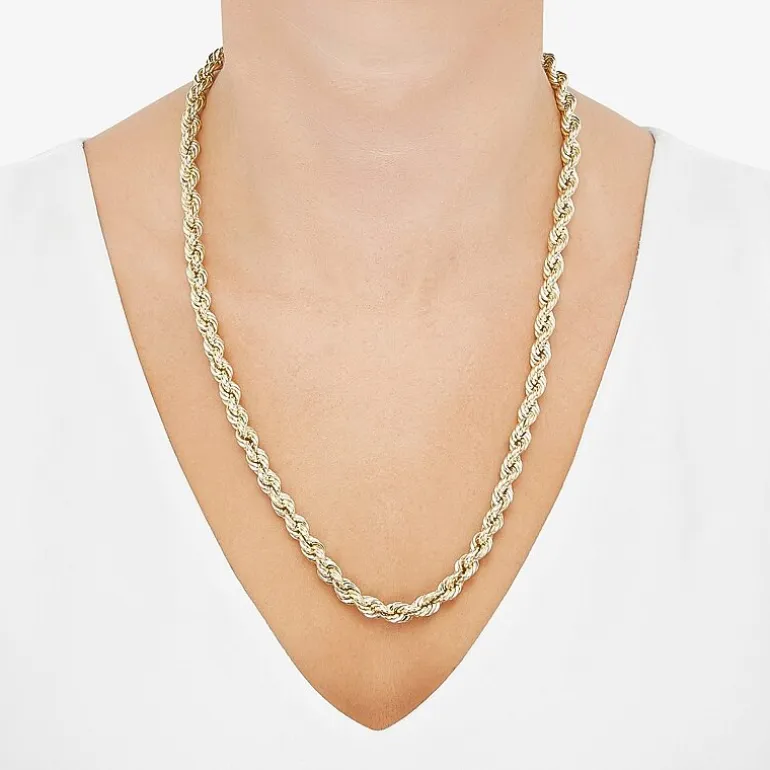 Mens 10K Gold 24 Inch Rope Chain Necklace