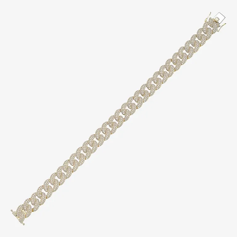 Mens 10K Gold 8 1/2 Inch Semisolid Curb Chain Bracelet