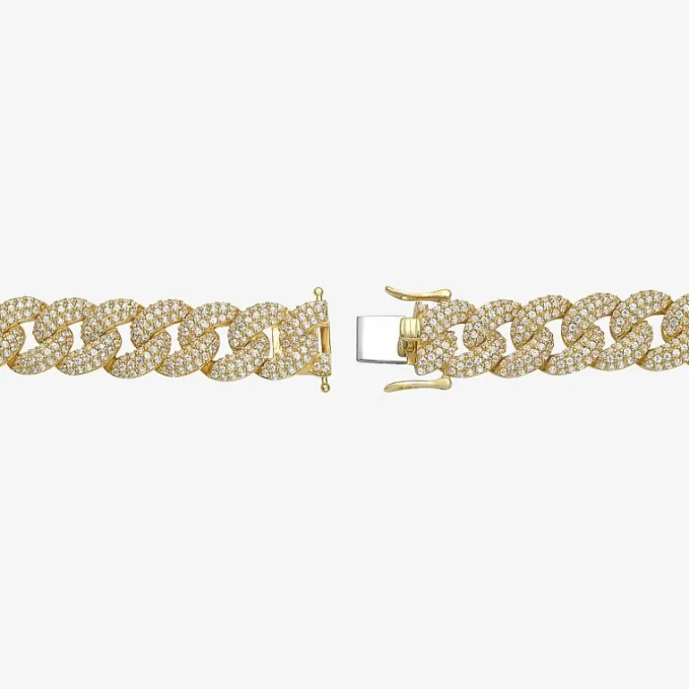 Mens 10K Gold 8 1/2 Inch Semisolid Curb Chain Bracelet