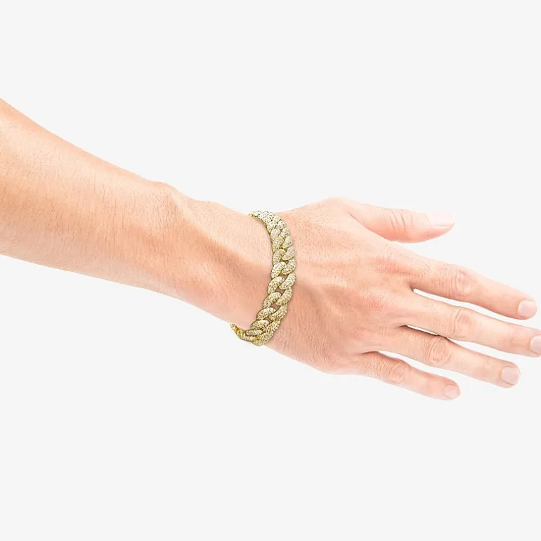 Mens 10K Gold 8 1/2 Inch Semisolid Curb Chain Bracelet