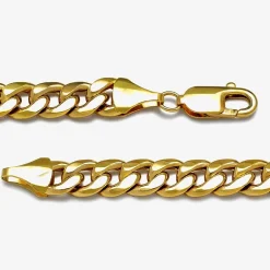 Mens 10K Gold 9 Inch Semisolid Curb Chain Bracelet