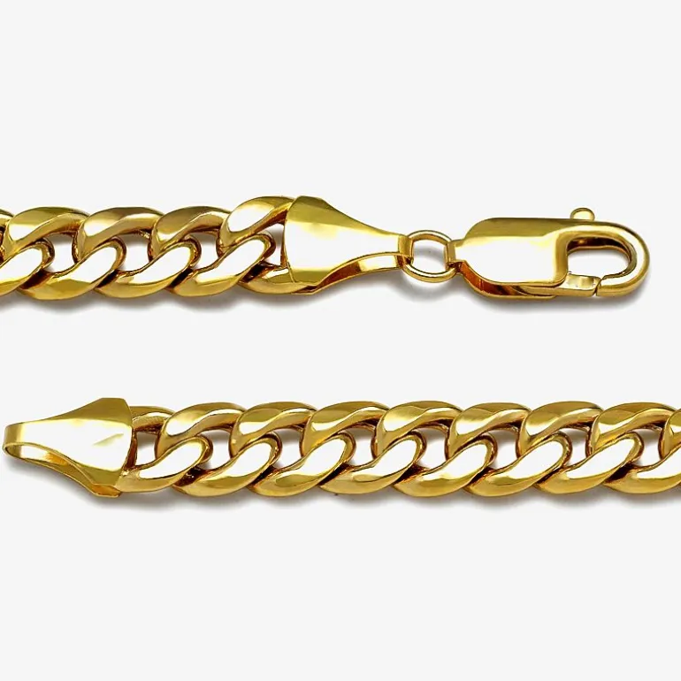Mens 10K Gold 9 Inch Semisolid Curb Chain Bracelet