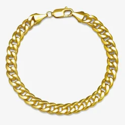 Mens 10K Gold 9 Inch Semisolid Curb Chain Bracelet