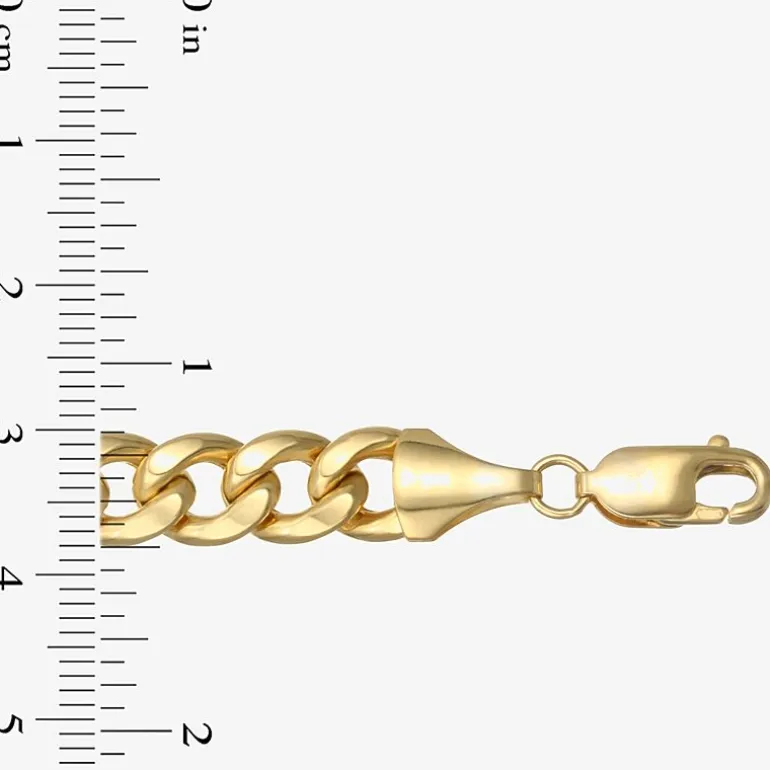 Mens 10K Gold 9 Inch Semisolid Curb Chain Bracelet