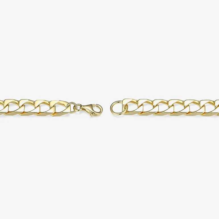 Mens 18K Gold Over Silver 8 1/2 Inch Solid Link Id Bracelet