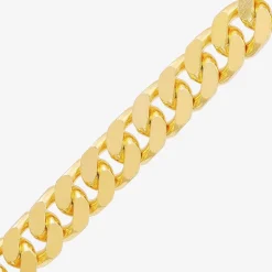Mens 24K Gold Over Silver 8 1/2 Inch Solid Curb Chain Bracelet