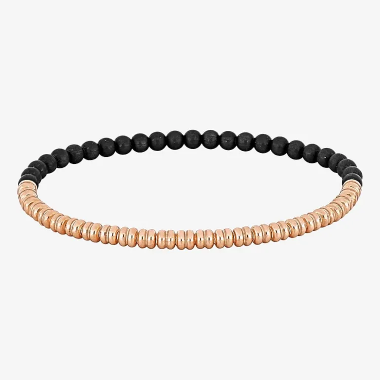 Mens 18K Gold Over Silver Titanium Stretch Bracelet