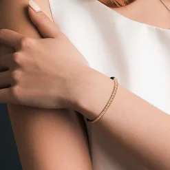 Mens 18K Gold Over Silver Titanium Stretch Bracelet