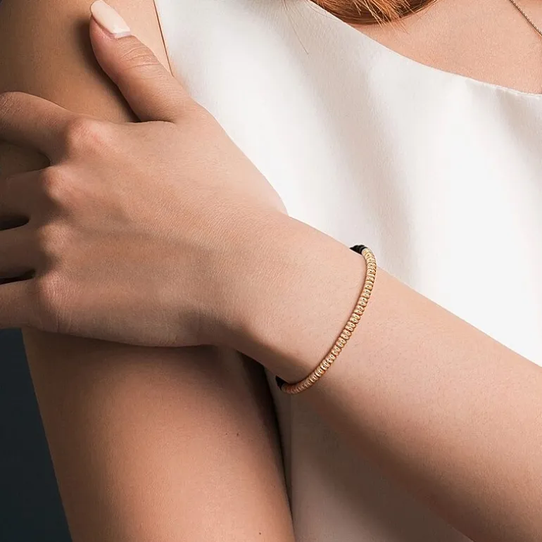 Mens 18K Gold Over Silver Titanium Stretch Bracelet